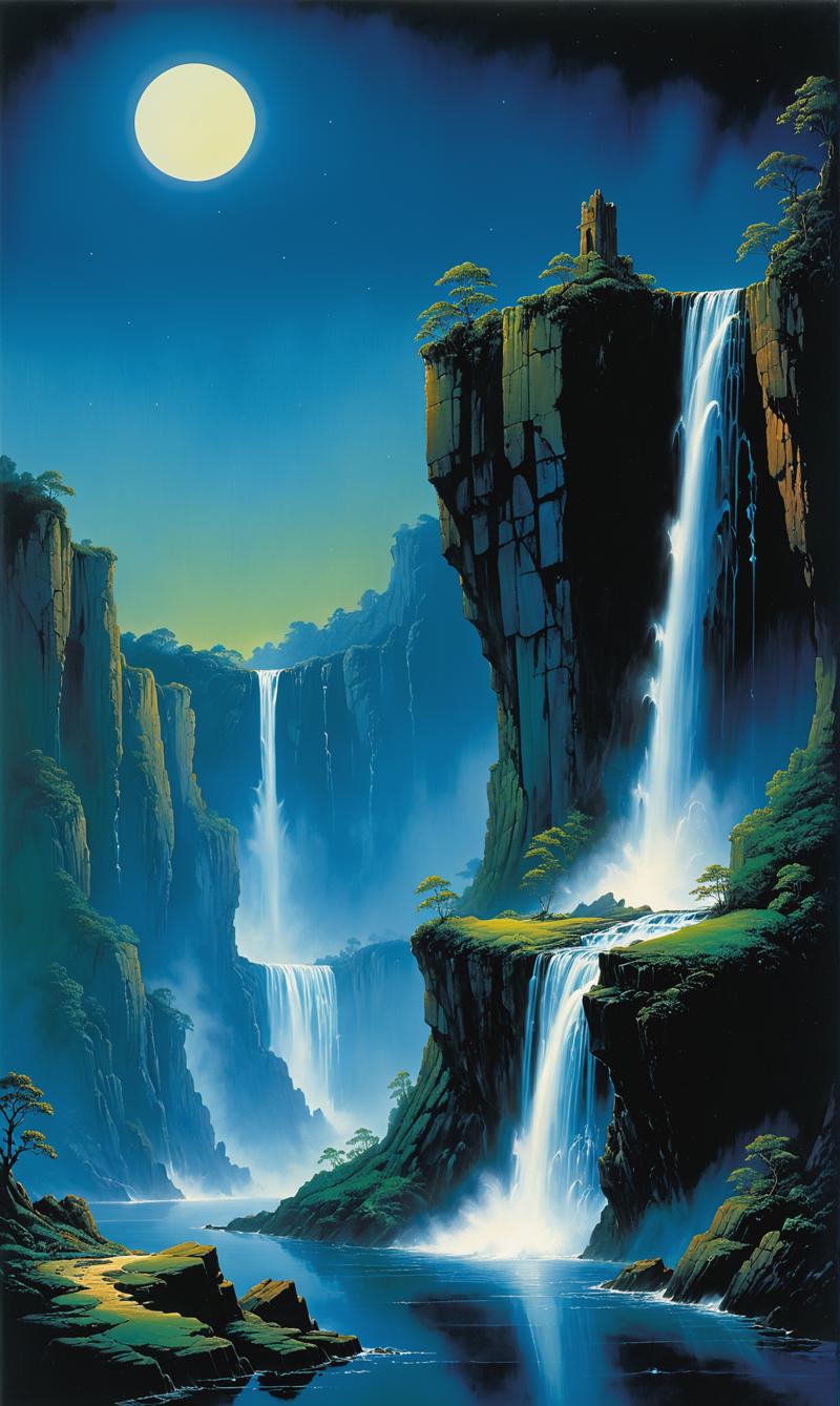 00950-2674359338-a painting of the top of a cliff, night, an album cover, inspired by Roger Dean, waterfalls and lakes, Close to the edge_lora_xl.png